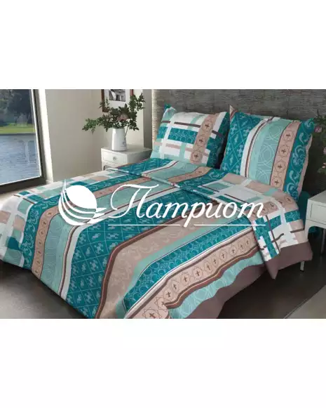 КПБ 1.5 спальный Аккорд, бирюзовый, набивная бязь 125 г/м² 301-1